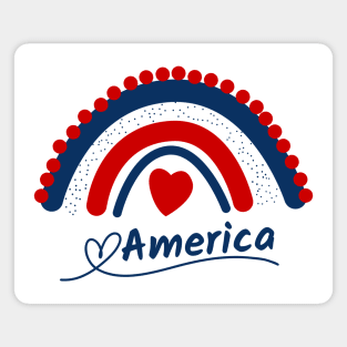 America Patriotic Boho Rainbow Magnet